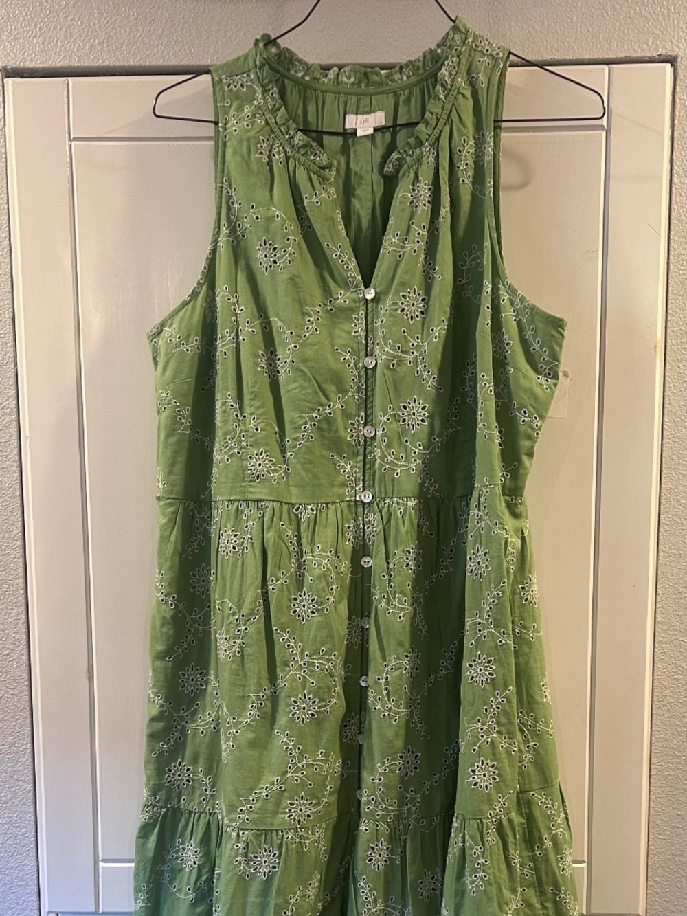 J. Jill Green Floral Tiered summer' Dress